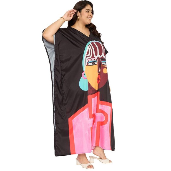 Gypsie Blu Lady Tribal Printed Women Caftan Maxi Dress Summer Kimono for Party - Picture 2 of 7